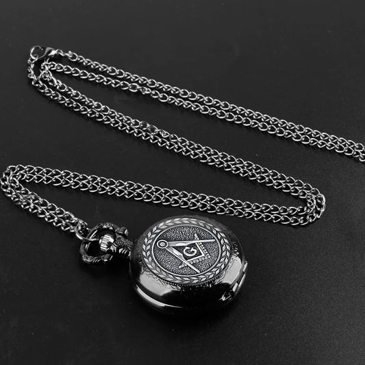 Free and Accepted Masons Glass Dome Pocket Watch with Chain Fashion Necklace Pendant Chain Jewelry Gifts Men Women Clock