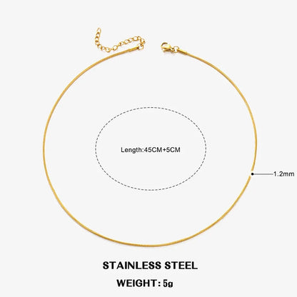 Hot Classic Unisex Flat Snake Chain Choker Necklace For Women Stainless Steel Herringbone Gold Silver Color Fashion Jewelry Gift