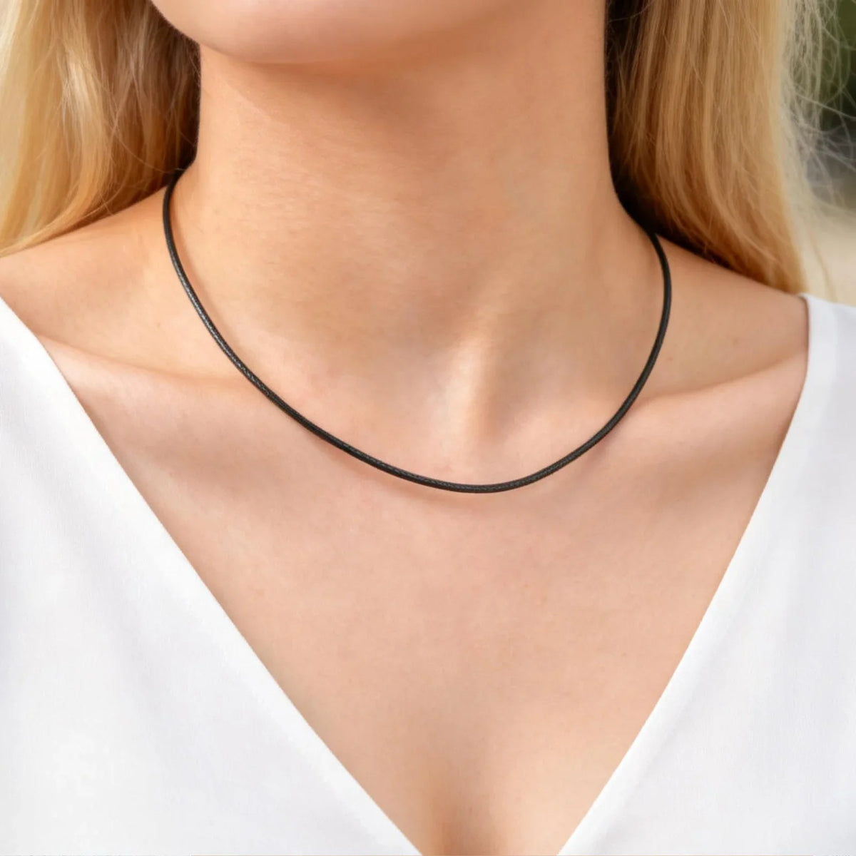 Black Waxed Cord Necklace for Women Minimalist Stainless Steel Clasp 2mm Waterproof Wax Rope Chain for Pendant 16/18/20inch