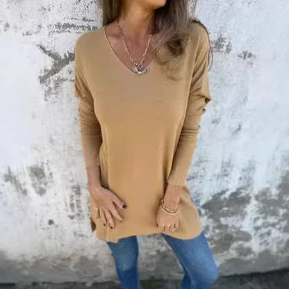 Spring Oversize Knitted Women Tops White V-neck Long Sleeve Loose Top Female Elegant Fashion Casual Trendy Ladies Clothes