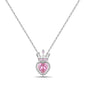 Romantic Pink Crown Heart Pendant Necklace Genuine 925 Sterling Silver Elegant Fine Jewelry for Women Wedding Holiday Presents