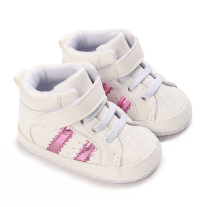 Baby Learning Walk Shoes, Striped PU Sports Shoes for Infants 0-18m