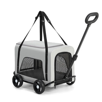 2-in-1 Small Pet Stroller + Pet Backpack for Dogs and Cats Small Pet Stroller for Going Out Lightweight and Foldable pet carrier
