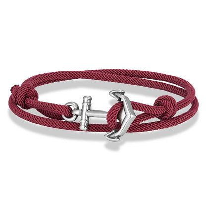 MKENDN Nautical Style Men Anchor Bracelet Handmade Adjustable Surfering Rope Braslet Unfading 3mm Thin String Braclet Homme
