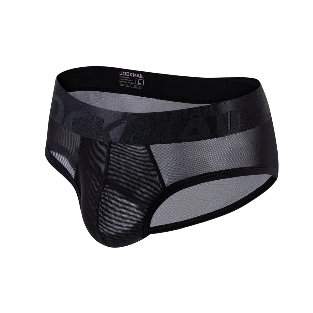 Breathable Mens Slip Bikini Jockstrap Briefs  Mens Panties Sexy Transparent Mesh Ice Silk Men Underwear Sissy Men Underpants