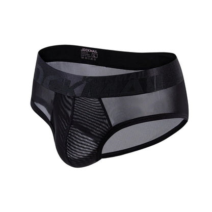 Breathable Mens Slip Bikini Jockstrap Briefs  Mens Panties Sexy Transparent Mesh Ice Silk Men Underwear Sissy Men Underpants