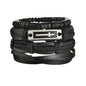 New Trendy Retro 4pcs/Set Bracelets & Bangles Men's Multilayer Black Leather Jewelry Charm Pulseiras Boyfriend Wristband