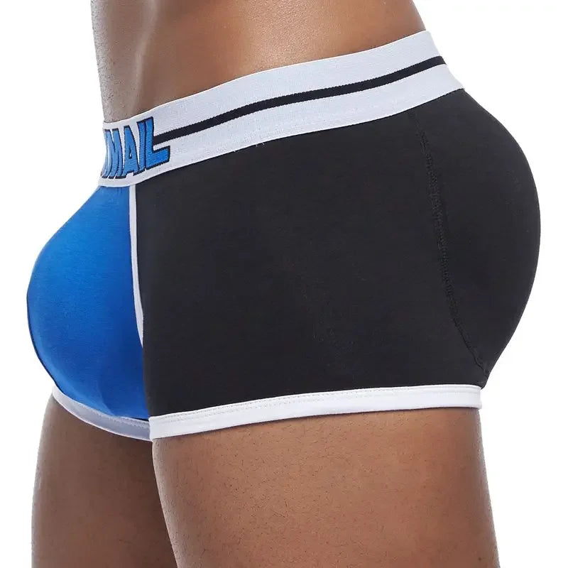 Men Trunks Built-in Fake Butt Hip Lifter Enhancer Shorts Boxer Briefs Padded Underwear Shapewear Underpants Cotton Breathable