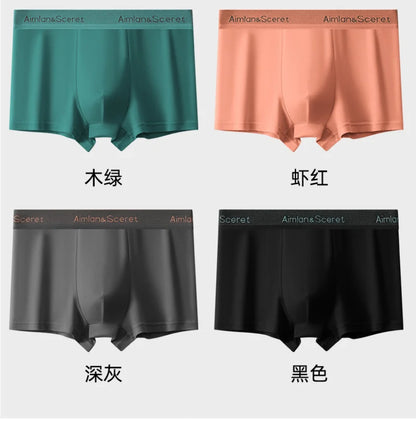 4PCS Mens Underwear Men Fashion Underpants Male High Stretch Boxer Panties Shorts Breathable Soft Shorts Comfortable Plus size