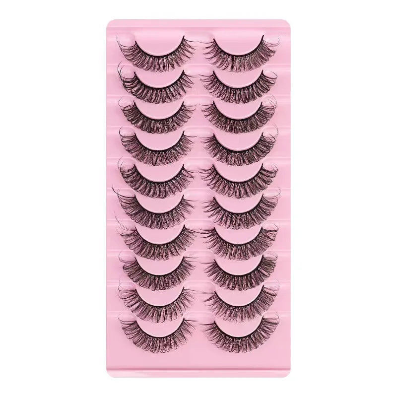 Simple Application Dramatic Russian 3D Mink Strip Lashes 10 Pairs Fake Eyelashes For Makeup Newbies & Vendors