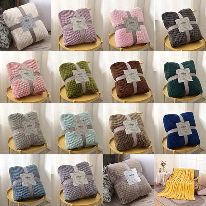 Fluffy Coral Velvet Blanket Flannel Plush Comfortable Thickened and Warm Soft Sofa Throw Blanket for Air-Conditioned Room Luxury