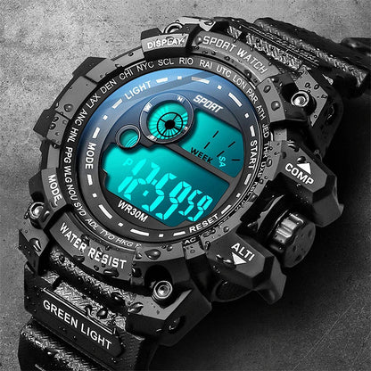Men LED Digital Watch – Luminous Waterproof Sport Military Wristwatch