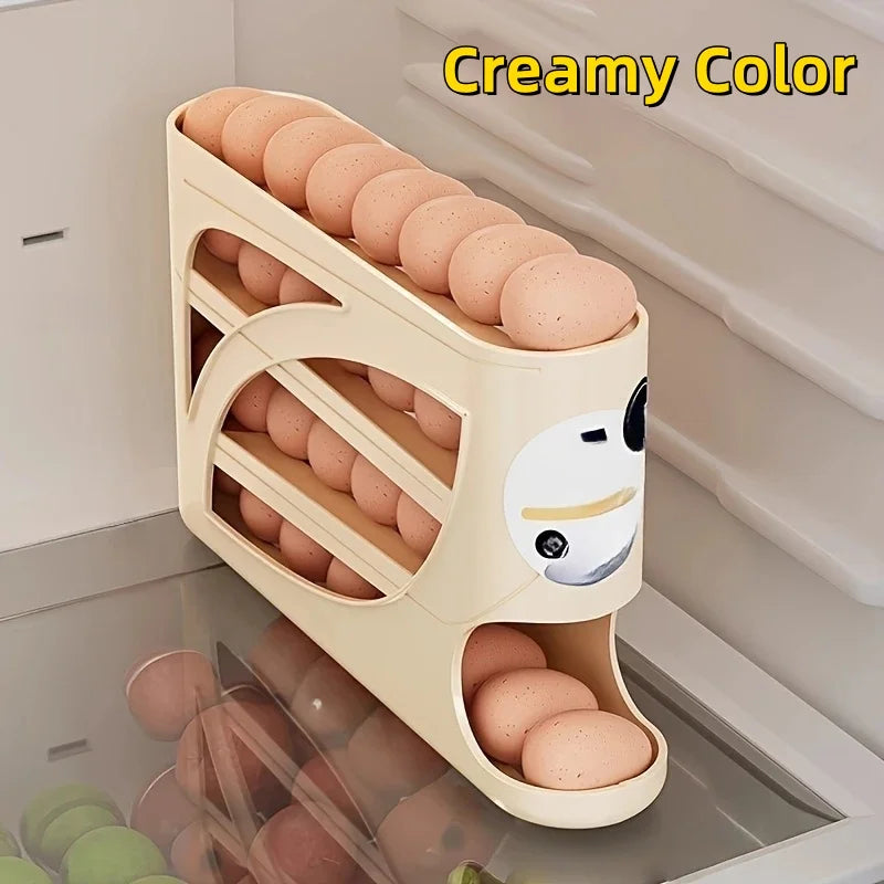 3-Tier Rolling Egg Storage Container for Refrigerator Holds 24 Eggs
