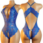 Transparent Sexy Crotchless Bra Set Lingerie Women Lace Hollow Bra Costumes Deep V Open Bra Underwea Erotic Backlesshot Bodysuit