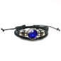 New Men 12 Constellation Black Braided Leather Bracelet Punk Style Zodiac Sign Multilayer Weave Wrap Bracelet For Birthday Gifts