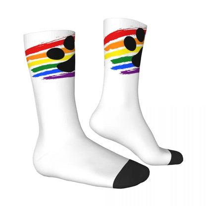 Men's Socks Pup Paw Rainbow Crew Socks