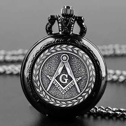 Free and Accepted Masons Glass Dome Pocket Watch with Chain Fashion Necklace Pendant Chain Jewelry Gifts Men Women Clock