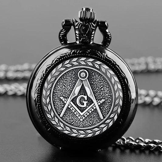 Free and Accepted Masons Glass Dome Pocket Watch with Chain Fashion Necklace Pendant Chain Jewelry Gifts Men Women Clock