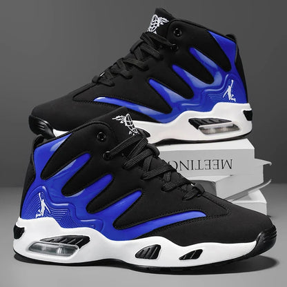 Men's Breathable Lightweight High-Top Basketball Shoes - Non-Slip Rubber Sole, Geometric Pattern Design, Suitable for Running, Training, and Casual Wear - Stylish Sneakers for All Seasons - Perfect Gift for Him, Durable Baske