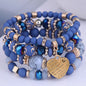 DIEZI Ethnic Bohemian Multicolor Crystal Beads Strand Bracelets Women Men Heart Tree Of Life Charm Bracelet Pulseira Feminina
