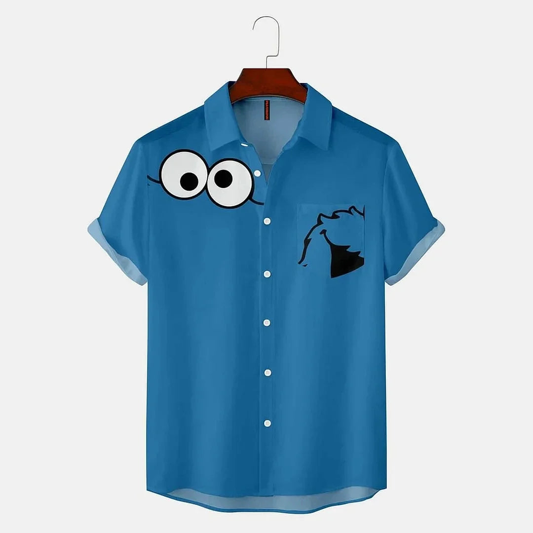 New men's street fashion summer daily shirt Hawaiian colorful rainbow print casual loose shirt short sleeved beach loose top