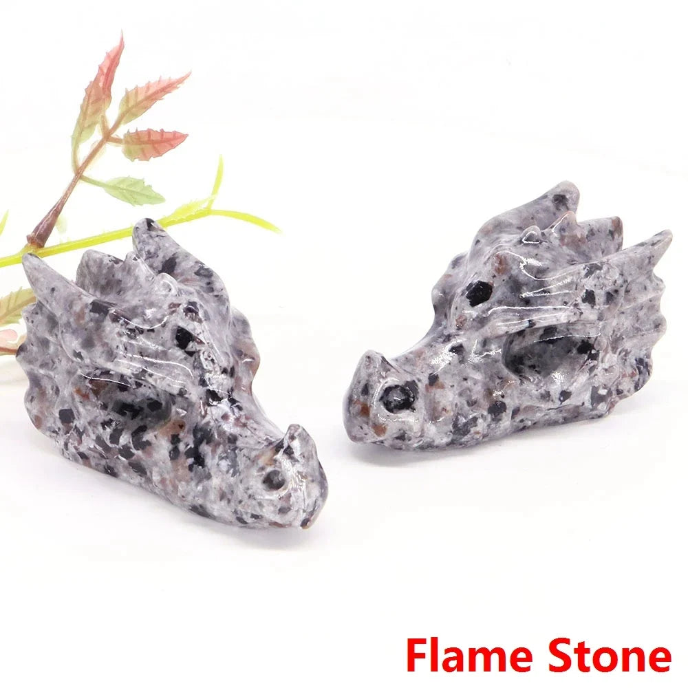 Dragon Head Statue Natural Gemstone - Flame Stone Yooperlite