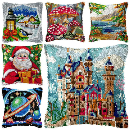 Latch Hook Rug Kit Pastel Embroidery Home decorations Pillow Case Set with Ergonomic Hook Tools