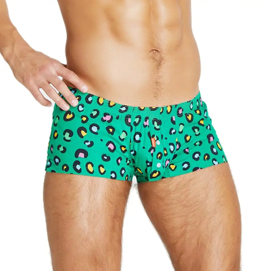 SEOBEAN 100% Cotton Boxers Printed Men's Underwear Boxer Shorts Arrow Panties Home Underpants Shorts Men Pajama Sleep Bottoms