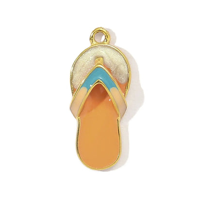 3pcs/Lot Stainless Steel Enamel Plam Flip Flop Shell Diy Charm Women Watermelon Strawberry Necklace Pendant Summer Ocean Jewelry