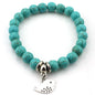 FTCY Women Bohemian Beaded Bracelet Fashion Turquoise Natural Stone Anti-Stress Yoga Geometric Pendant Elastic Cord Hand Chains