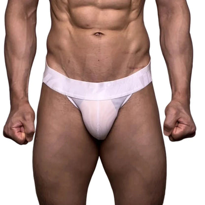 Jockmail Mens Thong Bikini Jockstrap Briefs Mens Panties Sexy Transparent Ice Silk Gay Underwear Sissy Calzoncillos Hombre Slip