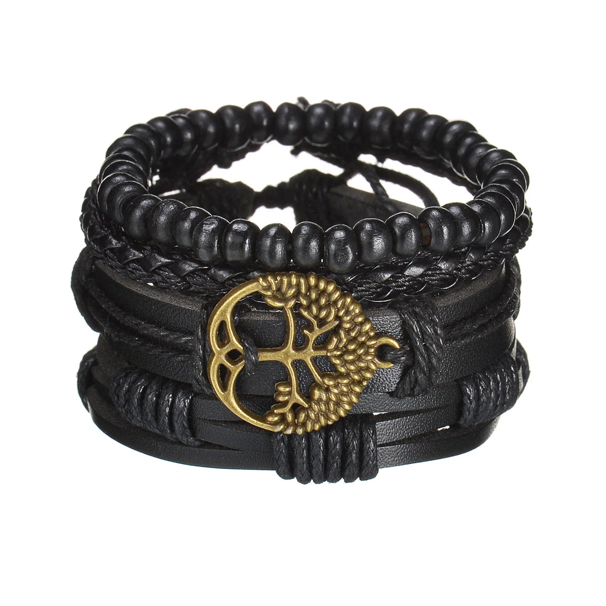 MeMolissa New Fashion Braided Wrap Leather Bracelets for Men High Quality Vintage Charm Wood Beads Ethnic Tribal Wristbands