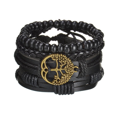 MeMolissa New Fashion Braided Wrap Leather Bracelets for Men High Quality Vintage Charm Wood Beads Ethnic Tribal Wristbands