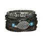 New Trendy Retro 4pcs/Set Bracelets & Bangles Men's Multilayer Black Leather Jewelry Charm Pulseiras Boyfriend Wristband