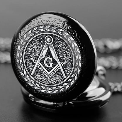 Free and Accepted Masons Glass Dome Pocket Watch with Chain Fashion Necklace Pendant Chain Jewelry Gifts Men Women Clock