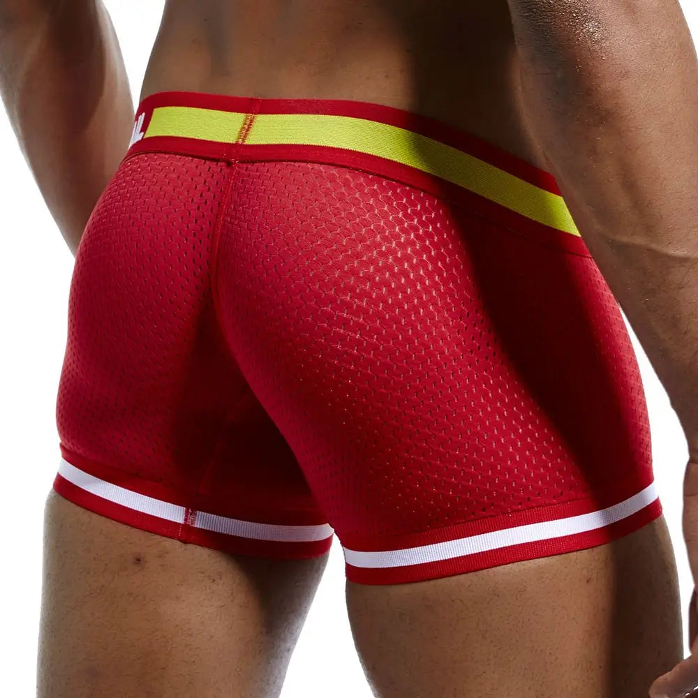 Mens Underwear Boxer Breathable Mesh Boxer Brief Male Underpants Sexy Panties  Mens Bodysuit Trunks PantQuick Dry Sports Fitness