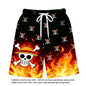 Anime One Piece Luffy Printed Short Sleeve T Shirt and Shorts Set