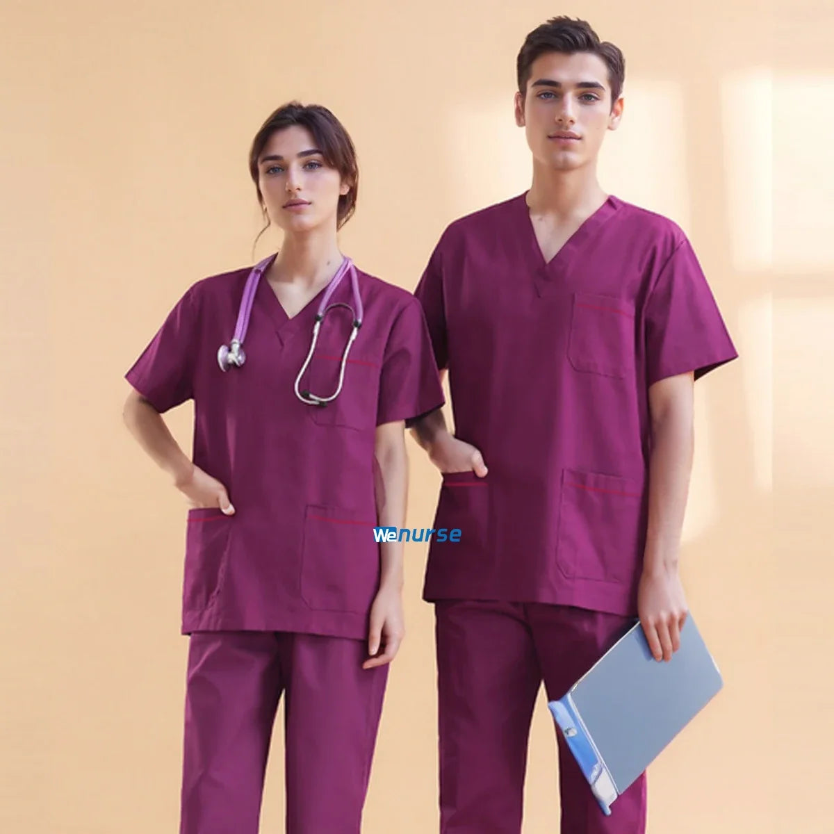 Unisex Medical Scrub Set Top & Pants Cotton