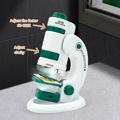 Kid Pocket Microscope Toy Kit 60–120x Educational Mini Handheld Microscope with Light STEM Toy Gift