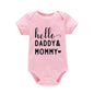 Hello Daddy Mommy Newborn Baby Bodysuit Pure Cotton Short Sleeve Summer Jumpsuit Cute Baby Onesie