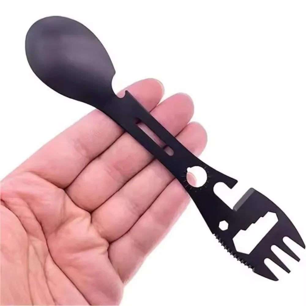 Camping Cutlery Set, 5-in-1 Outdoor Survival Gear, Travel Hiking