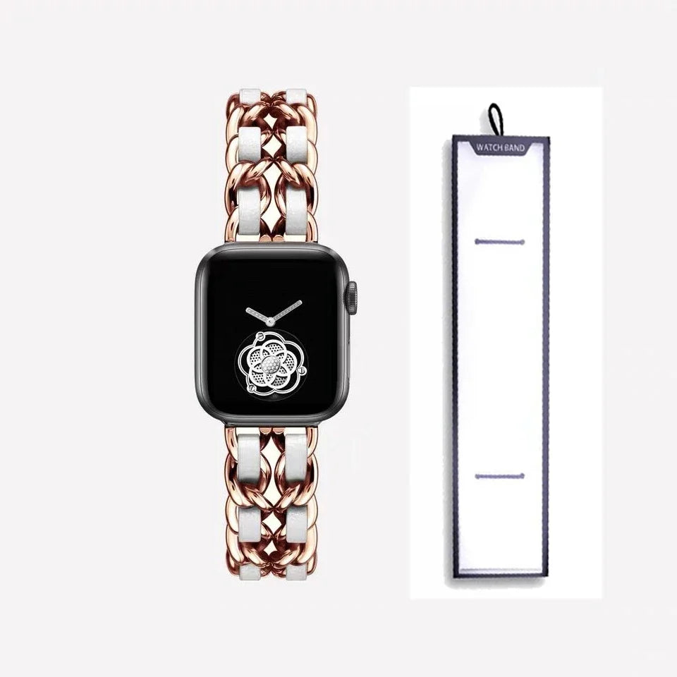 Apple Watch Woven-Accent Chain Bracelet Band