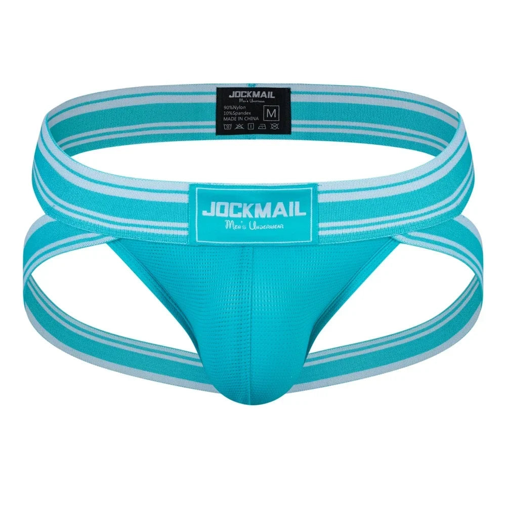 JOCKMAIL Men Jockstrap Thong  Mens Bikini Briefs Sexy Gay Underwear Nylon Mesh Hip Lift Mesh Quick Dry Sports Wear Panties