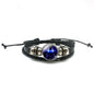 New Men 12 Constellation Black Braided Leather Bracelet Punk Style Zodiac Sign Multilayer Weave Wrap Bracelet For Birthday Gifts