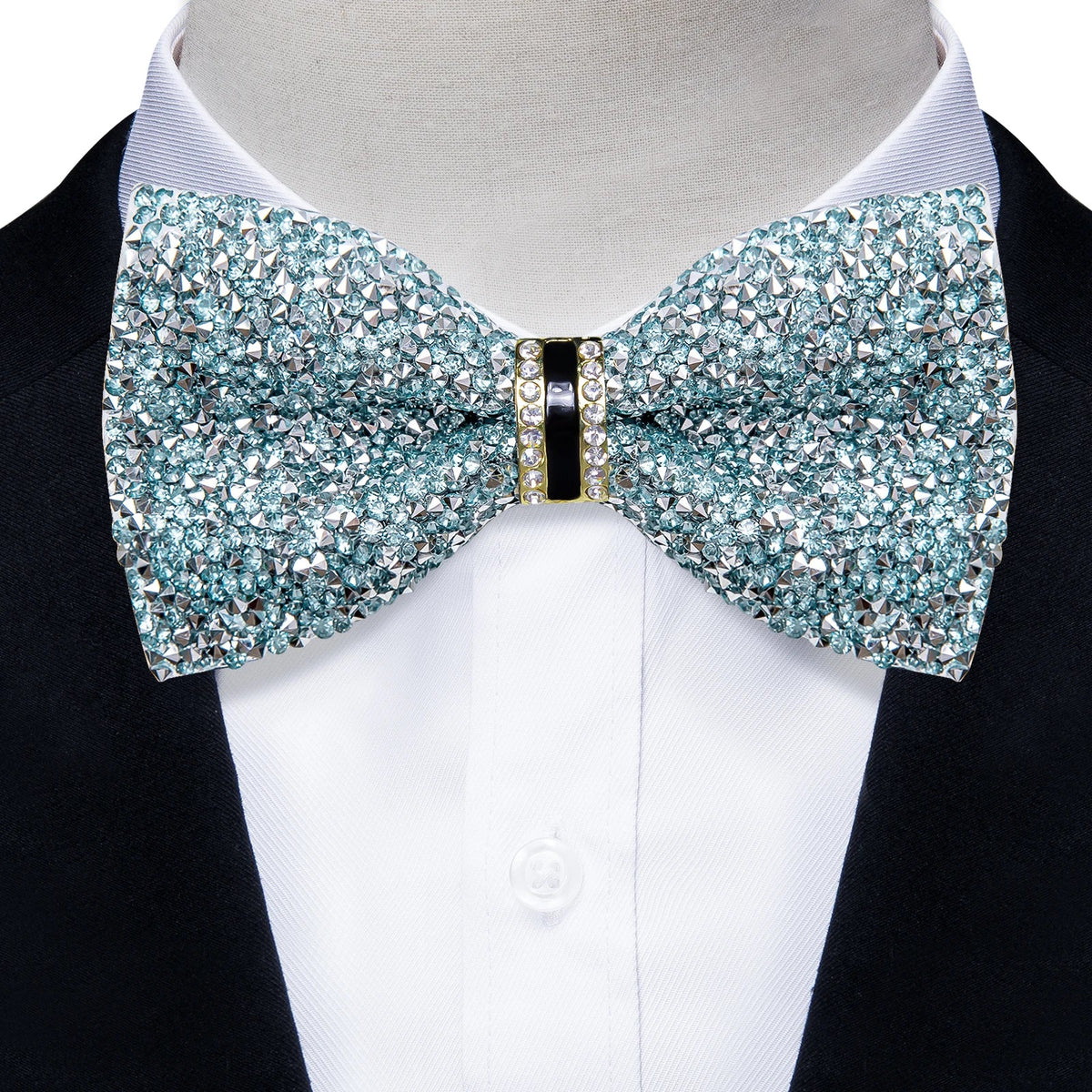 Sparkle Rhinestone Bow Ties for Men Pre-Tied Diamond Sequin Bowtie with Adjustable Length Wedding Party