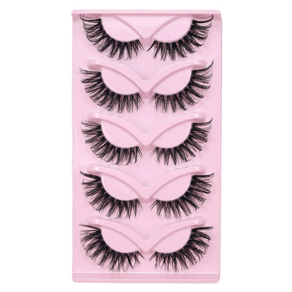 5 Pairs Cat Eye False Eyelashes Eye End Lengthening Long Curling Thick Fluffy All-match Comfortable Fake False Eyelashes