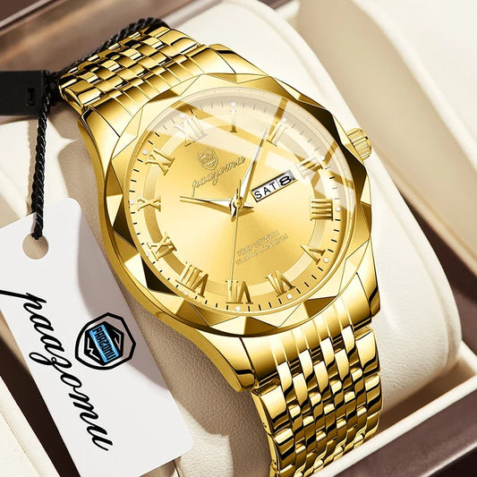 PAAZOMU Top Original Men Watch Waterproof Luminous Date Rectangle Man Wristwatch Mesh Stainless Steel Men's Quartz Watches Male