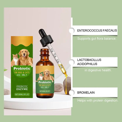 60ML Pet Nutrition Supplement Probiotic Drops Containing Enzymes Used For Pet Digestion And Immune Daily Health Supplement