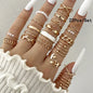 23pcs Fashion Knuckle Rings Set for Women Crystal Star Moon Eye Wave