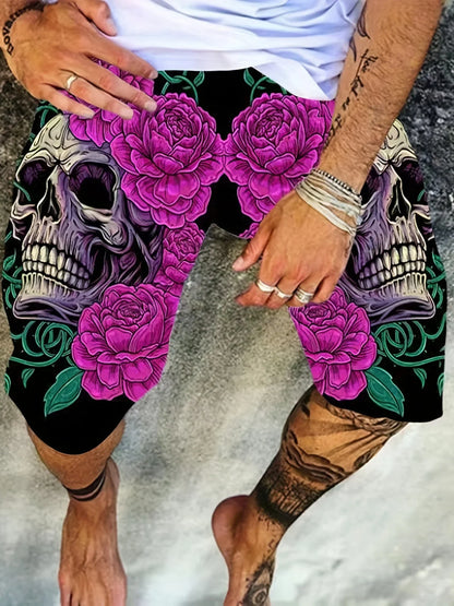 New Fashion 3D Printing Skull Print Men's Summer Cool Beach Loose Shorts Casual Polyester Fiber Plus Size Shorts S-5XL